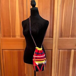 Vintage Finnish Felt Drawstring Bag with Reindeer detail